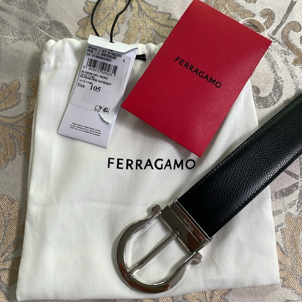 Salvatore Ferragamo Black Leather Men's Belt